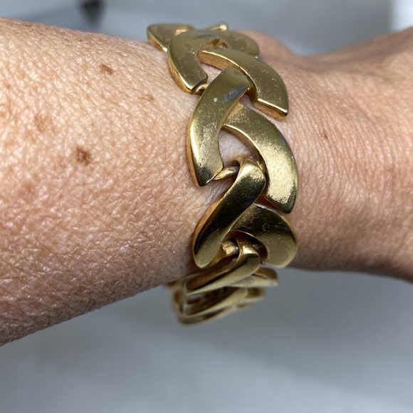 Vintage Krementz brushed gold plated link bracelet - Picture 7 of 12
